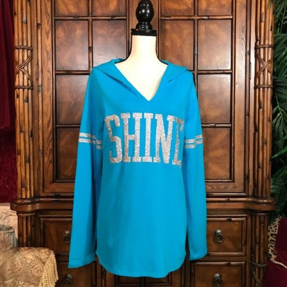Justice SHINE Sparkle Cotton Blend Fleece Back Hoodie - Picture 1 of 8